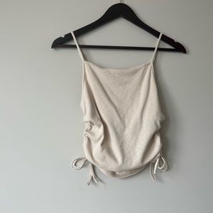 Aerie Cream Cropped Top with Side Ties, size Medium